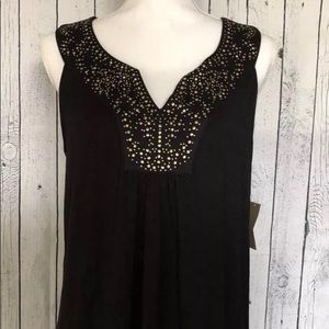 Michael Kors Top Black with Gold Embroidery